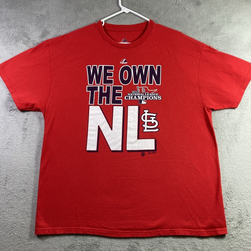 Majestic St Louis Cardinals Shirt Men XL Red Baseball 2013 NL Champions Cotton